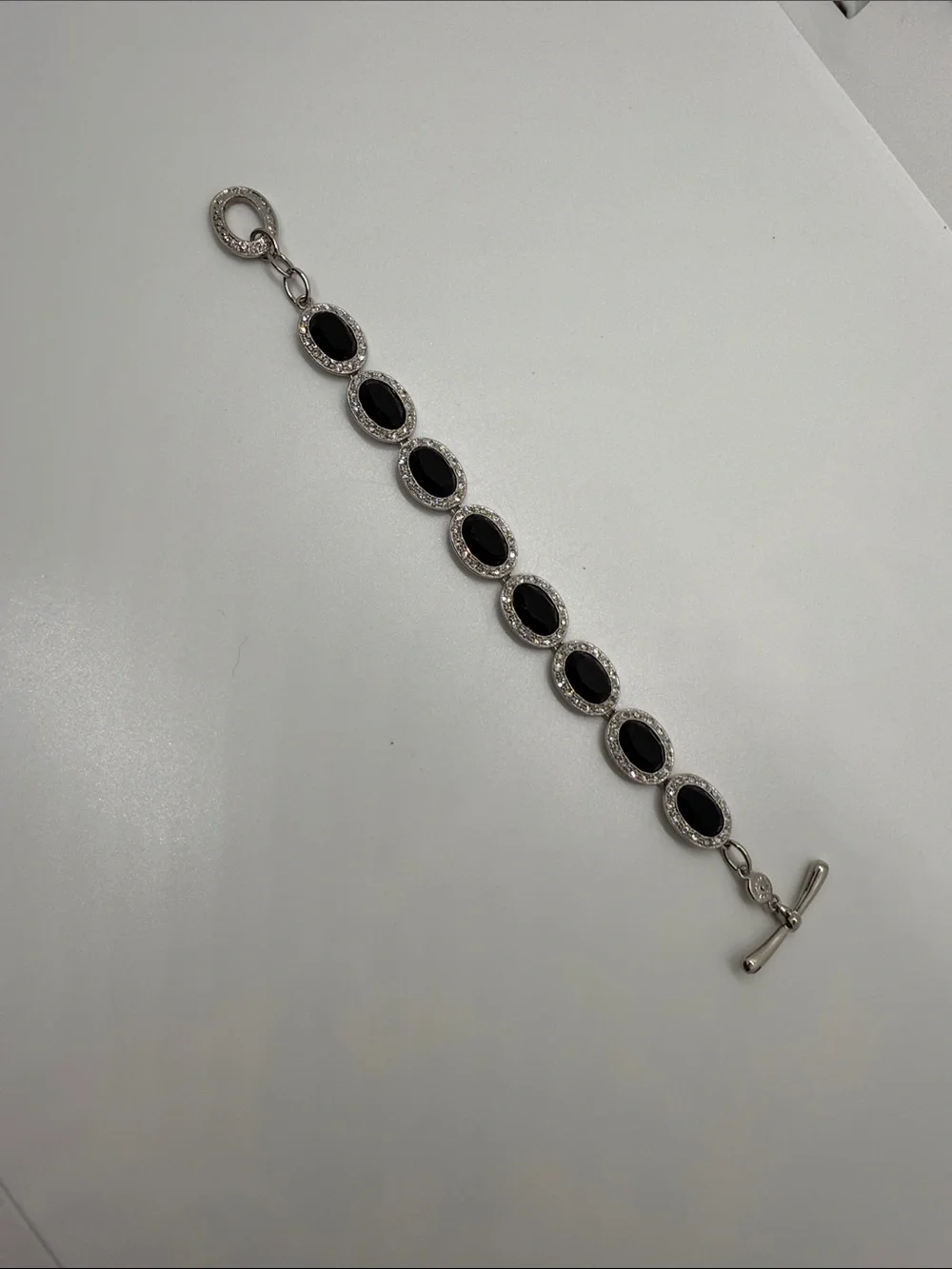 Black Oval Crystal Station Bracelet